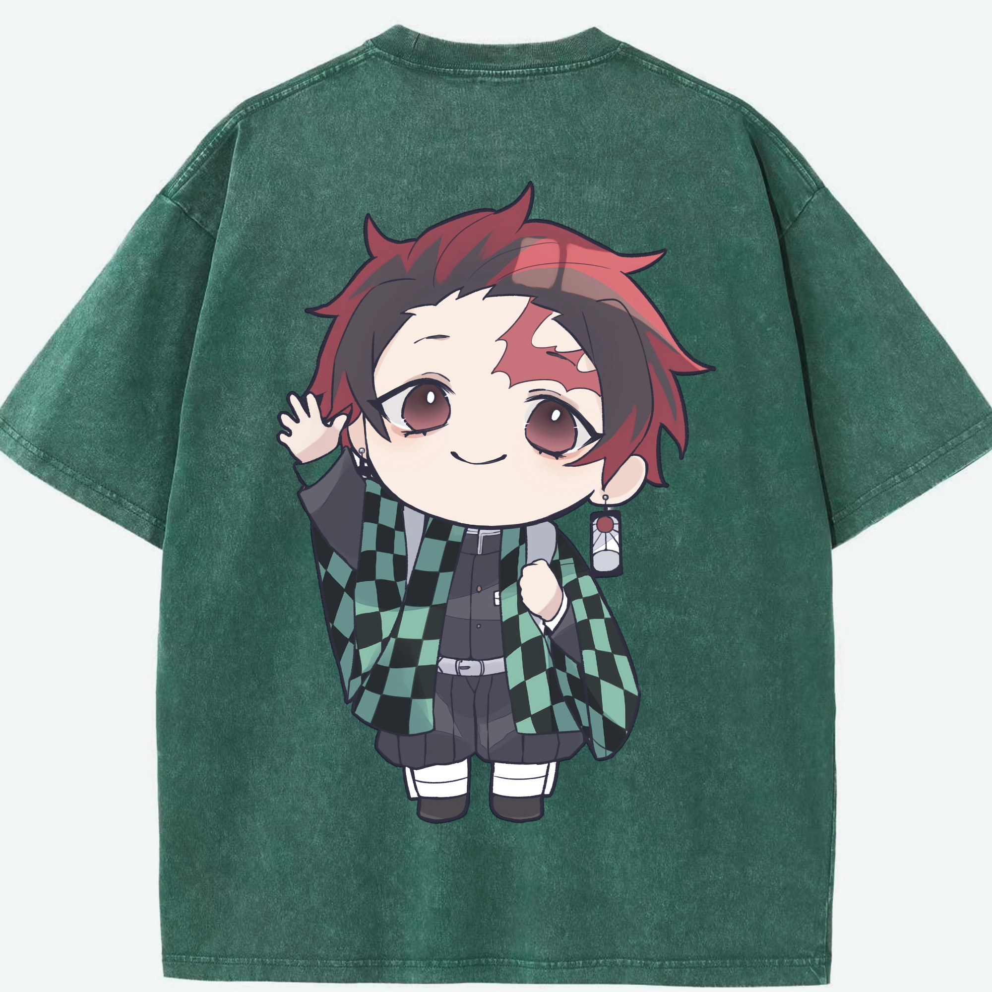 （画像用） 鬼滅の刃 竈門 炭治郎／かまど たんじろう Kamado Tanjirou 綿100% ヴィンテージ風 半袖Tシャツ（背面プリント）